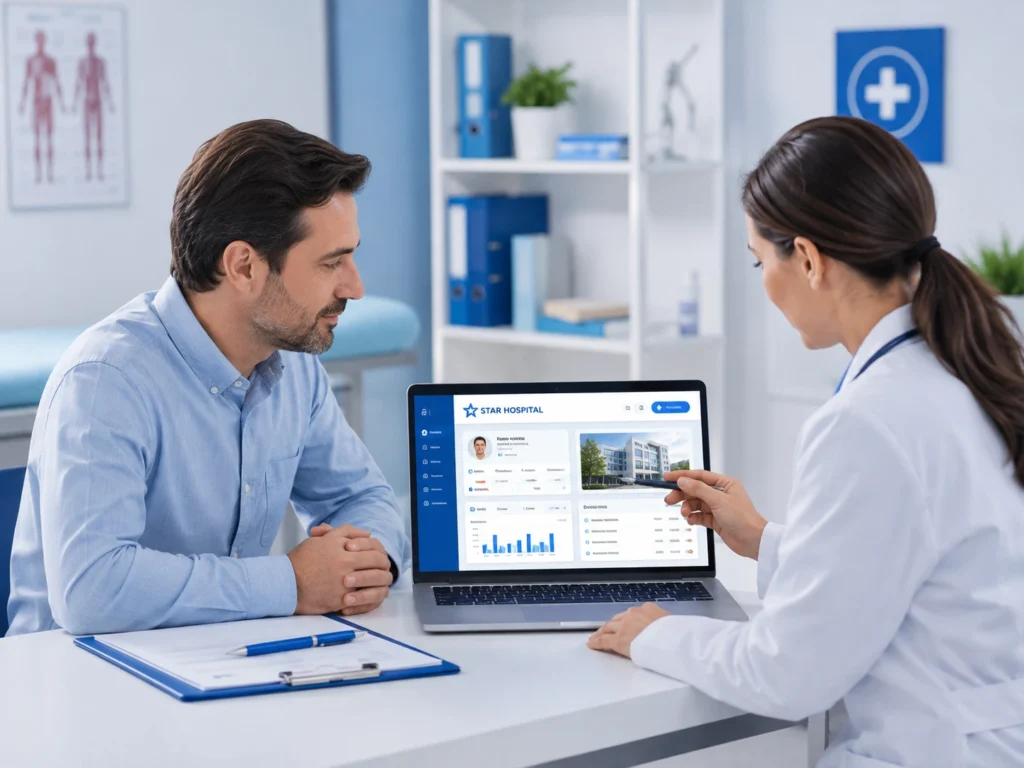Behavioral and mental health billing specialist reviewing healthcare billing information with a patient