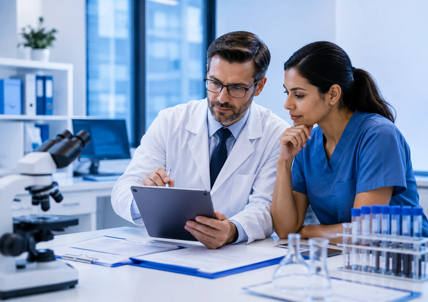 Laboratory billing professionals reviewing claims and coding information to improve revenue and accelerate reimbursements