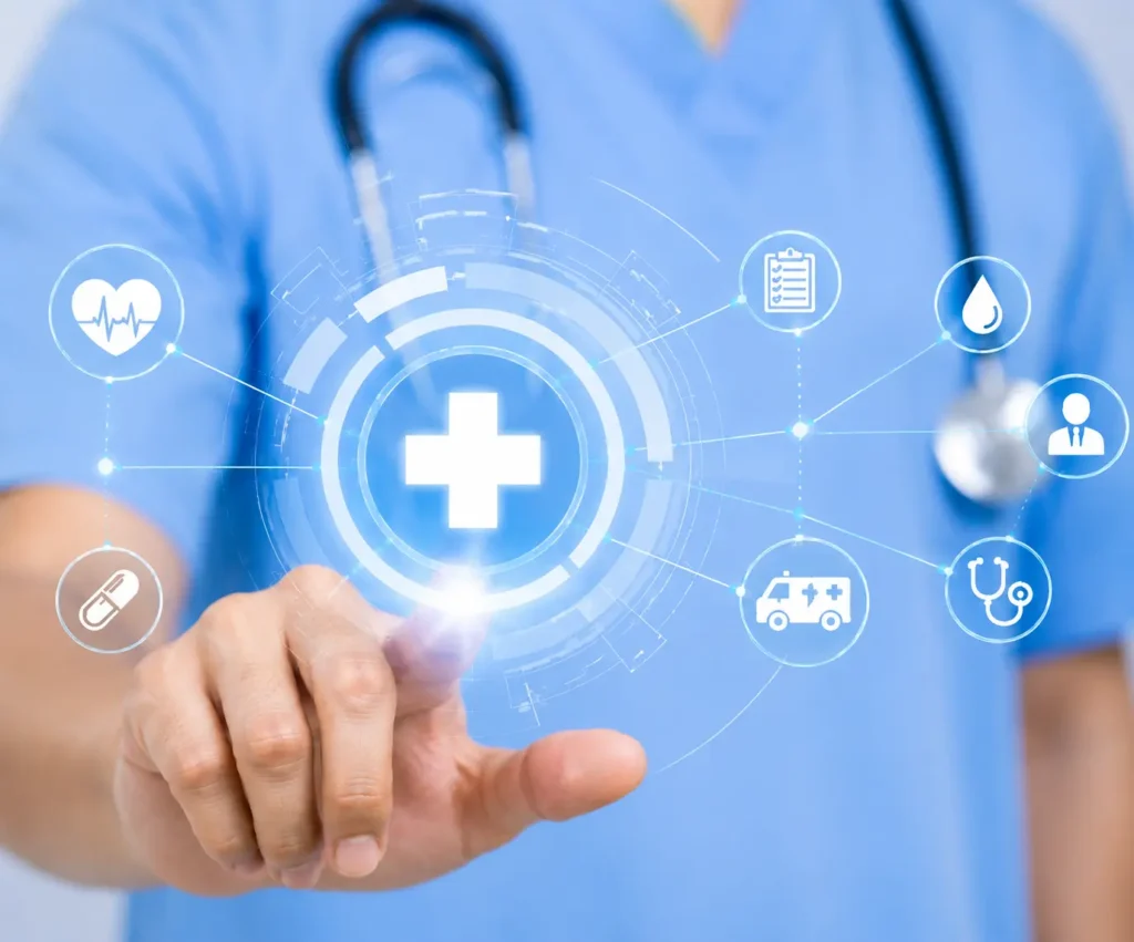 Modern healthcare technology with digital medical interface