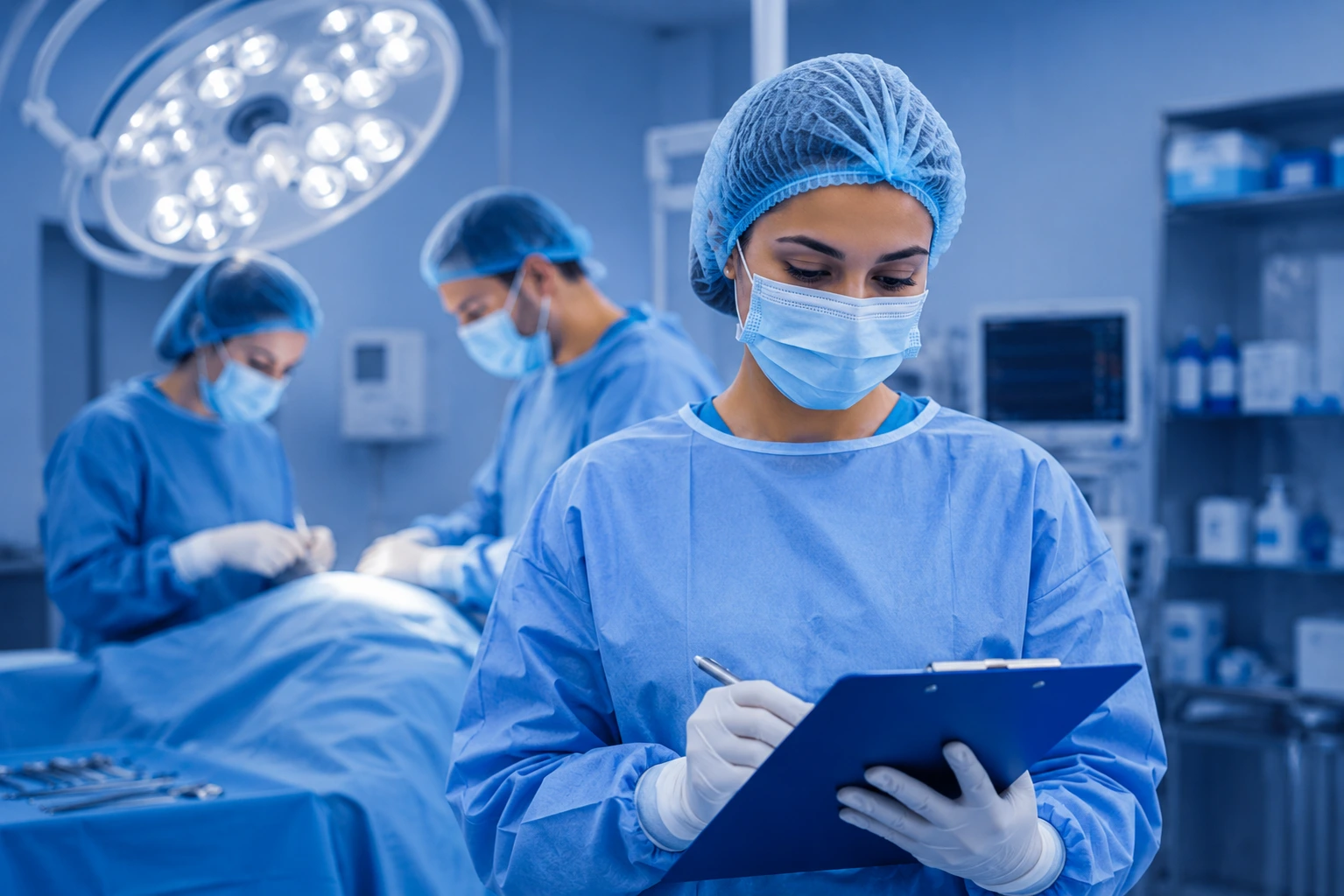 Anesthesiology medical billing services with an anesthesiologist administering anesthesia to a patient in a modern operating room.