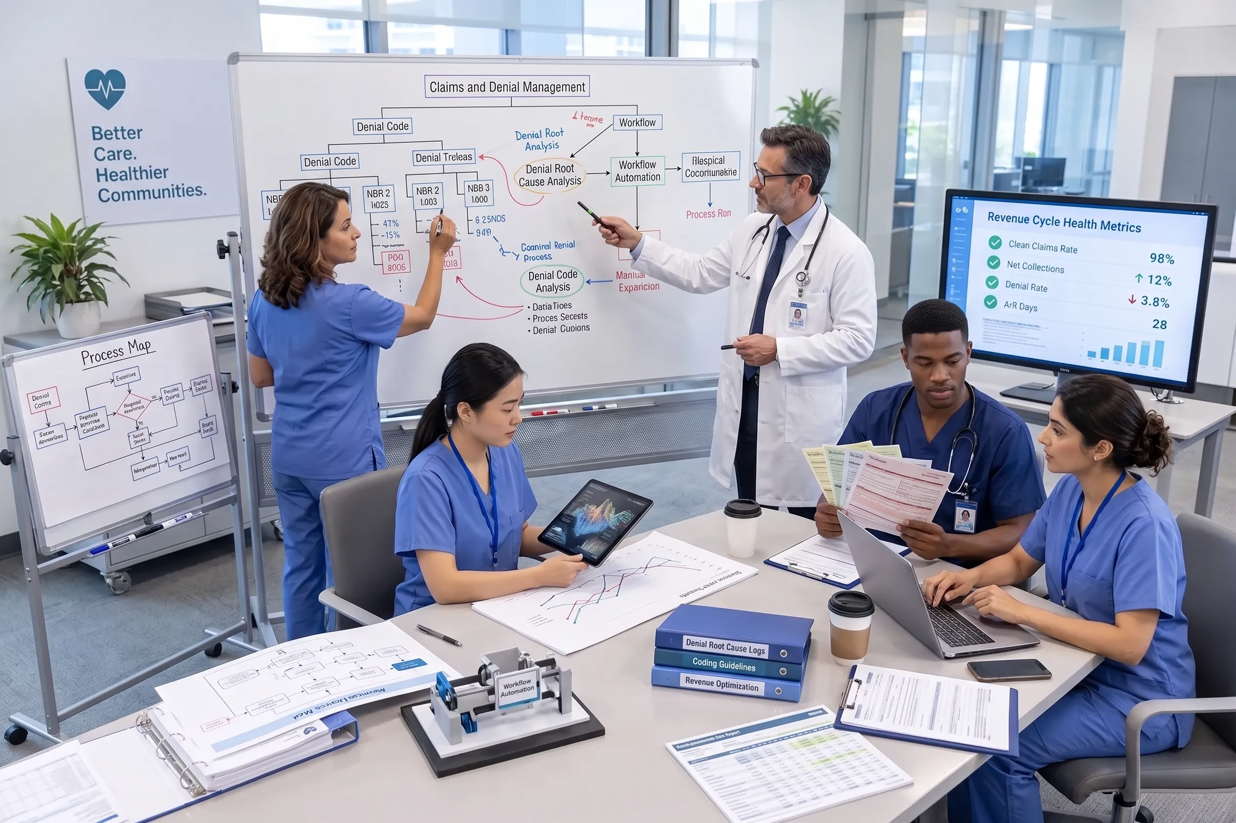 Team of healthcare professionals and medical billing staff