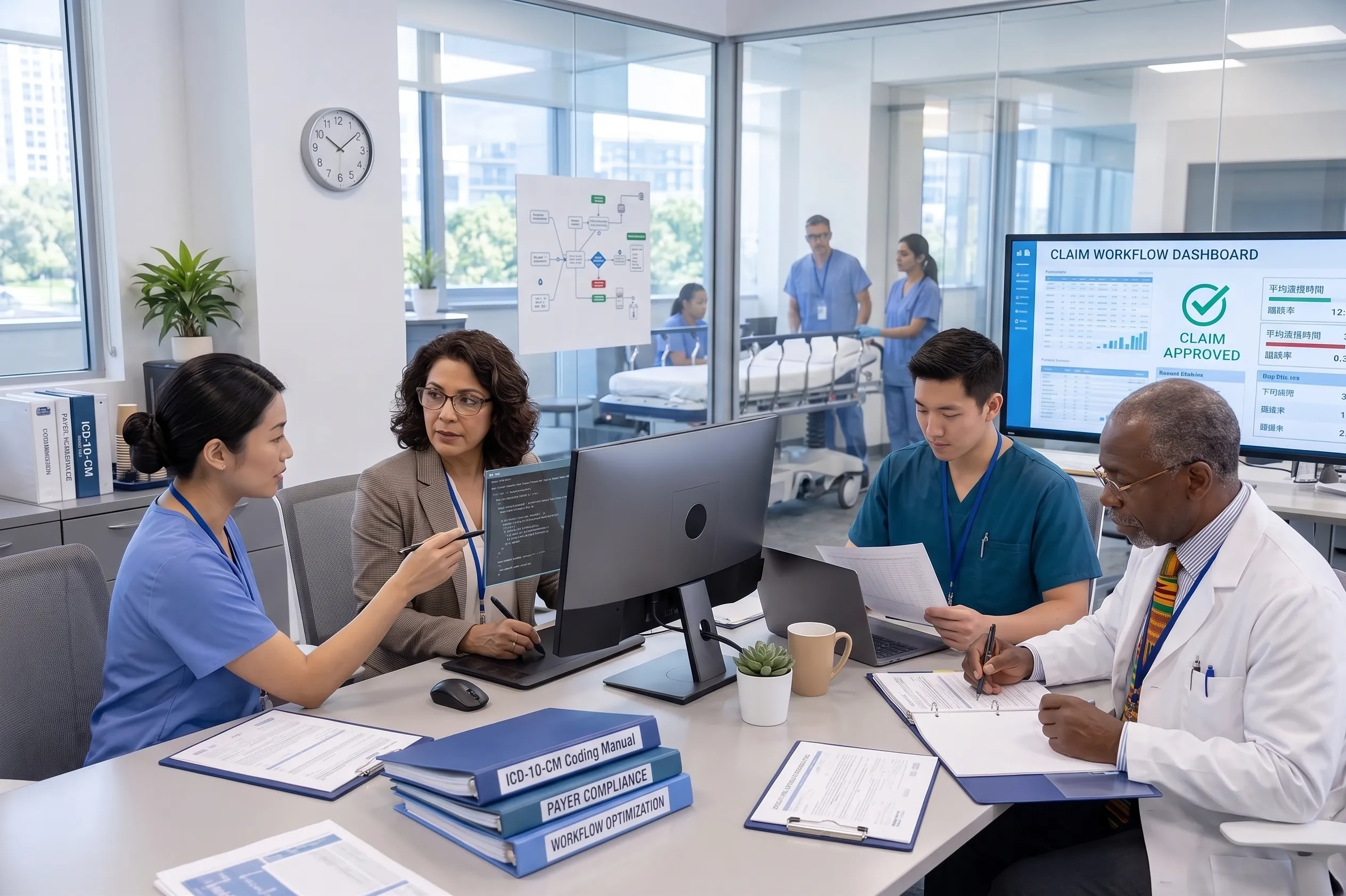 bunch of doctor reviewing documents